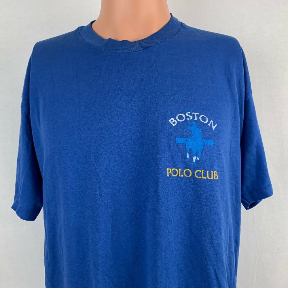 Vintage Boston Polo Club T Shirt Mens Size L Blue Massachusetts